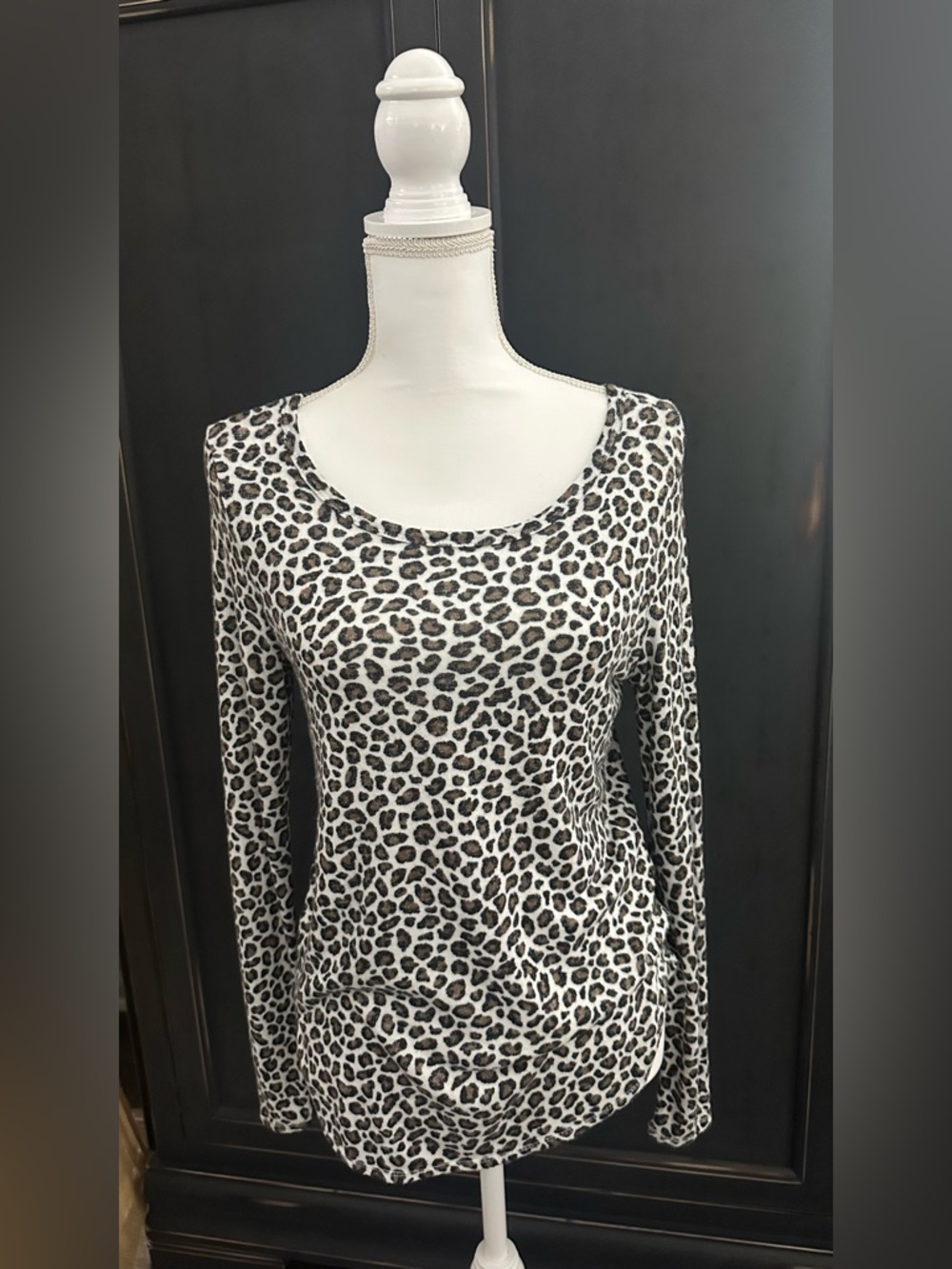 Old Navy Leopard Print Scoop Neck Top - White, Black, Brown